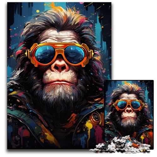 Malen von bunten Orang-Utan-Boss-Puzzles für Erwachsene 1000 Puzzles für Erwachsene für Reiseliebhaber und Paare anspruchsvolles Spielzeug 1000 Teile (75 x 50 cm) von CYSEHKRBL