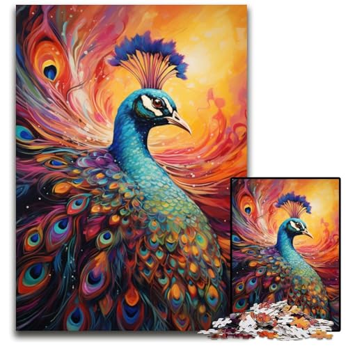Malen von bunten Pfauen 1000 Teile Puzzle-Geschenke schwierige Puzzles für Erwachsene anspruchsvolle Denksportaufgabe für Teenager Familienspaß interaktives Spiel 1000 Teile (38 x 26 cm) von CYSEHKRBL
