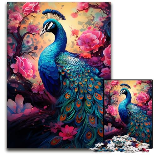Malen von bunten Pfauen-Puzzles 1000 Teile für Erwachsene Puzzles für Teenager und Familien Spaß zum Selbermachen Denkspiel Geschenk 1000 PCS (75 x 50 cm) von CYSEHKRBL