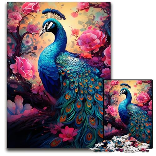 Malen von bunten Pfauen-Puzzles 1000 Teile für Erwachsene unmögliche Puzzles für Erwachsene perfekte DIY-Kunstdekoration oder Geburtstagsgeschenk 1000 Teile (38 x 26 cm) von CYSEHKRBL