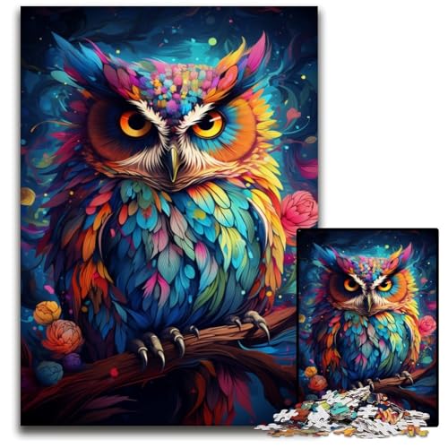 Malen von bunten Planeten-Eulen 1000-teiliges Puzzle für Erwachsene anspruchsvolle Puzzles perfekt für Teenager Familienzusammenhalt Denksportaufgabe und DIY-Heimdekor-Geschenk 1000 Teile (75 x 50 cm) von CYSEHKRBL
