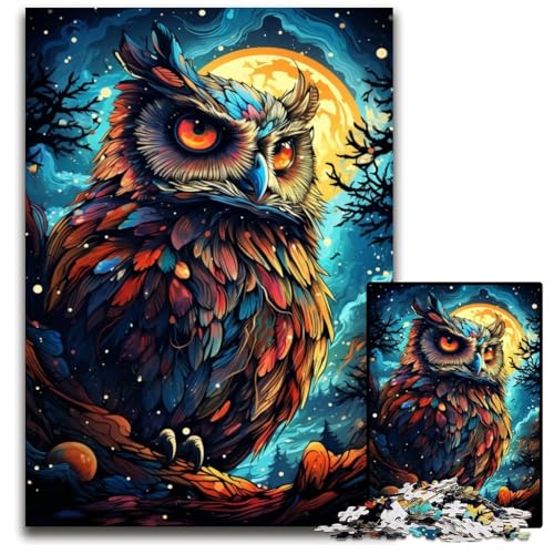 Malen von bunten Planeten-Eulen 1000-teiliges Puzzle schwierige Puzzles für Erwachsene Geburtstagsgeschenkidee anspruchsvolles Denkspiel 1000 Teile (38 x 26 cm) von CYSEHKRBL