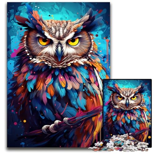 Malen von bunten Planeten-Eulen 1000-teiliges Puzzle schwierige Puzzles für Erwachsene Geburtstagsgeschenkidee anspruchsvolles Denkspiel 1000 Teile (75 x 50 cm) von CYSEHKRBL