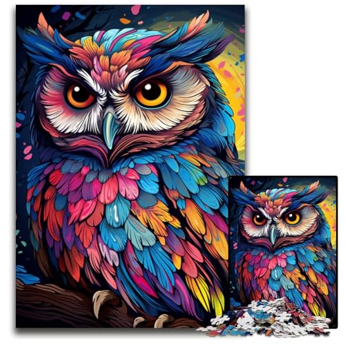 Malen von bunten Planeten-Eulen-Puzzles 1000 Teile für Erwachsene Holzpuzzle perfekt für Familienfeiern Geburtstage Feiertage 1000 PCS (75 x 50 cm) von CYSEHKRBL