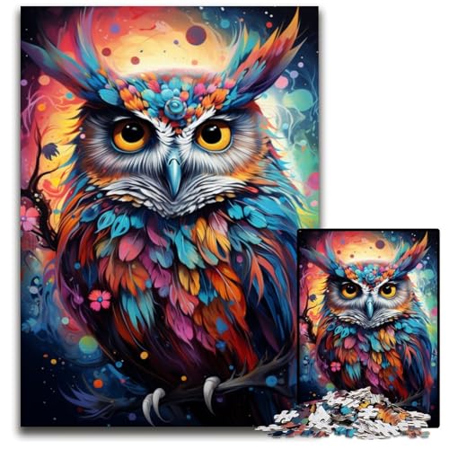 Malen von bunten Planeten-Eulen-Puzzles 1000 Teile für Erwachsene Puzzles für Teenager und Familien Spaß zum Selbermachen Denkspiel Geschenk 1000 PCS (75 x 50 cm) von CYSEHKRBL