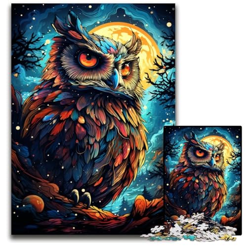 Malen von bunten Planeten-Eulen-Puzzles für 1000 Teile schwierige Puzzles für Erwachsene anspruchsvolles Denkspiel entspannendes Spielzeug für Teenager 1000 Teile (75 x 50 cm) von CYSEHKRBL