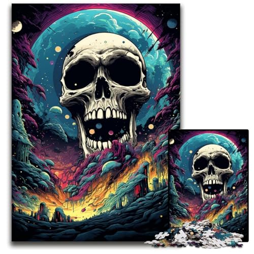 Malen von bunten Planeten-Totenkopf-Puzzles 1000 Teile für Erwachsene Papierpuzzle Denkspiel für Teenager und Familieninteraktion 1000 Teile (38 x 26 cm) von CYSEHKRBL