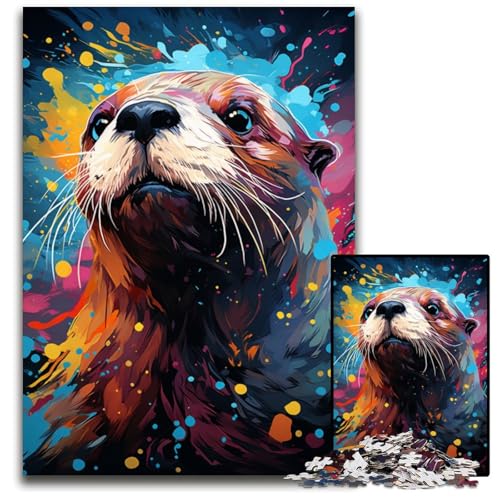 Malen von bunten Seeotter-Puzzles für Erwachsene 1000 unmögliche Puzzles für Erwachsene für Feiertage Geburtstage und Familienspieleabende 1000 Teile (75 x 50 cm) von CYSEHKRBL