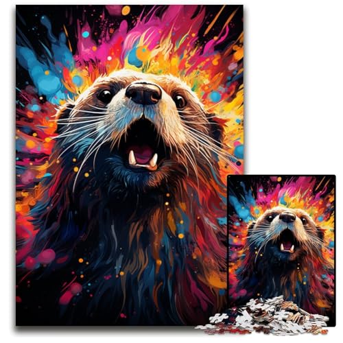 Malen von bunten Seeottern 1000-teiliges Puzzle Geschenke schwierige Puzzles für Erwachsene anspruchsvolle Denksportaufgabe für Teenager Familienspaß interaktives Spiel 1000 Teile (75 x 50 cm) von CYSEHKRBL
