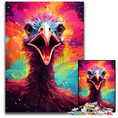 Malen von bunten Straußen-Puzzles 1000 Teile für Erwachsene Holzpuzzle Denkspiel für Teenager und Familieninteraktion 1000 Teile (75 x 50 cm) von CYSEHKRBL