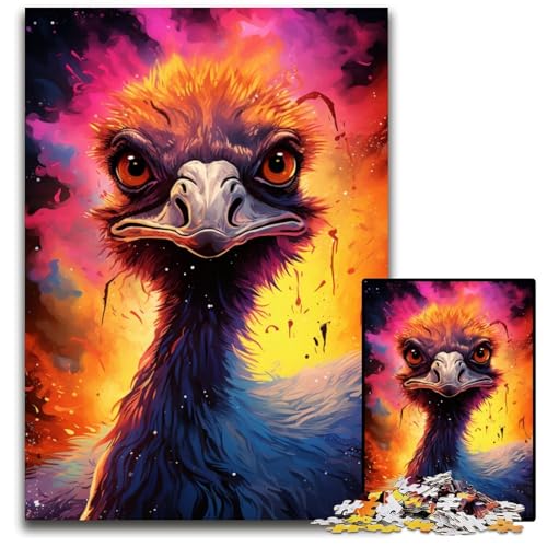 Malen von bunten Straußenpuzzles 1000 Teile Puzzle für Erwachsene Heimaktivität für Feiertage Geburtstage und Familienspieleabende 1000 Teile (75 x 50 cm) von CYSEHKRBL