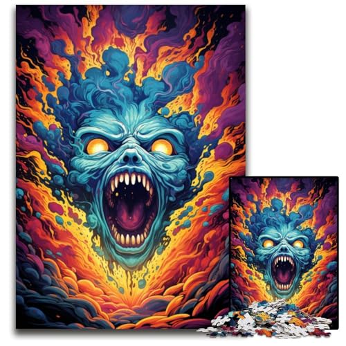 Malen von bunten Totenköpfen Puzzles für 1000 Teile schwierige Puzzles für Erwachsene anspruchsvolles Denkspiel entspannendes Spielzeug für Teenager 1000 Teile (38 x 26 cm) von CYSEHKRBL
