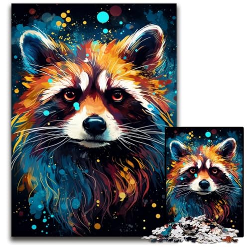 Malen von bunten Waschbär-Puzzles für 1000 Teile schwierige Puzzles für Erwachsene anspruchsvolles Denkspiel entspannendes Spielzeug für Teenager 1000 Teile (75 x 50 cm) von CYSEHKRBL