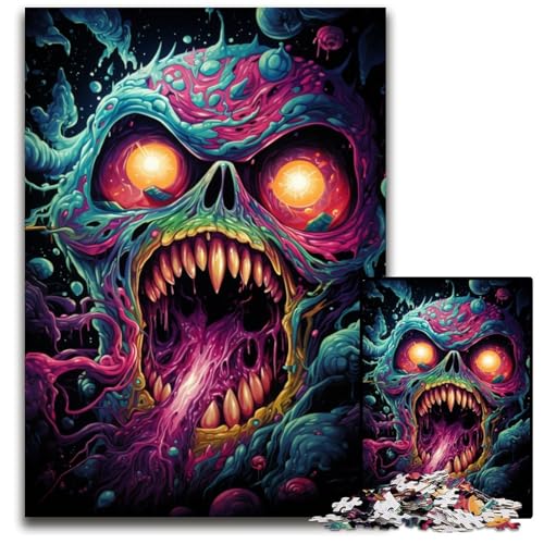 Malen von bunten bösen Dämonen 1000-teiliges Puzzle unmögliches Puzzle für Erwachsene Denksportaufgabe Spiel für Erwachsene interaktive Familienaktivität 1000 Teile (75 x 50 cm) von CYSEHKRBL