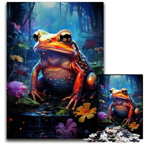 Malen von farbenfrohen Frosch-Kunstpuzzles mit 1000 Teilen anspruchsvolle Puzzles Muttertag Geburtstage Weihnachten 1000 Teile (38 x 26 cm) von CYSEHKRBL