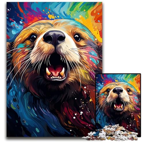 Malen von farbenfrohen Seeottern 1000-teiliges Puzzle schwierige Puzzles für Erwachsene und die ganze Familie interaktives Spiel Bastelgeschenk mit farbenfrohen Kunstwerken 1000 Teile (75 x 50 cm) von CYSEHKRBL