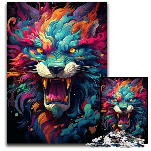 Mysteriöses Gemälde-Tier-Puzzle 1000 Teile für Erwachsene Holzpuzzle Denkspiel für Teenager und Familieninteraktion 1000 Teile (75 x 50 cm) von CYSEHKRBL