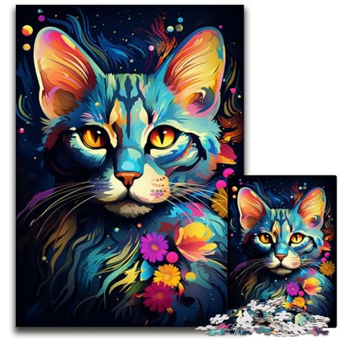 Mysteriöses Savannah-Katzen-Puzzle 1000 Teile für Erwachsene Puzzle für Erwachsene Familienaktivität Denksportaufgabe Heimdekoration 1000 Teile (75 x 50 cm) von CYSEHKRBL