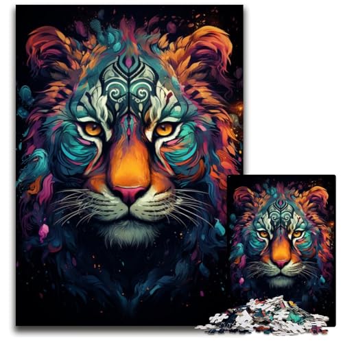 Mysteriöses Tiger-Gemälde-Puzzle mit 1000 Teilen Puzzle für Erwachsene Denksportaufgabe und Heimdekoration 1000 Teile (75 x 50 cm) von CYSEHKRBL