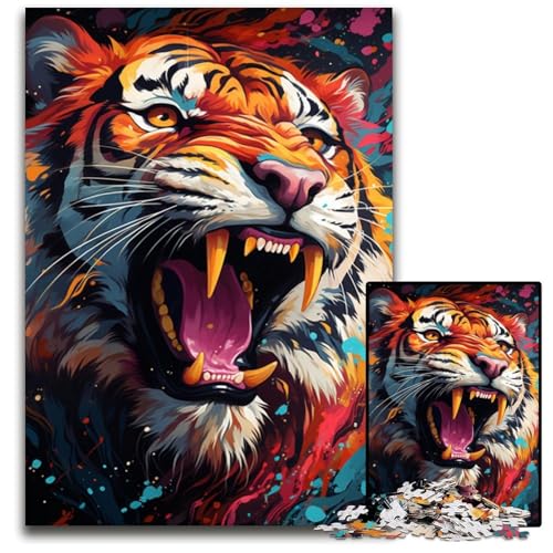 Mysteriöses Tiger-Malpuzzle mit 1000 Teilen schwierige Puzzles für Erwachsene anspruchsvolles Denkspiel entspannendes Spielzeug für Teenager 1000 Teile (38 x 26 cm) von CYSEHKRBL