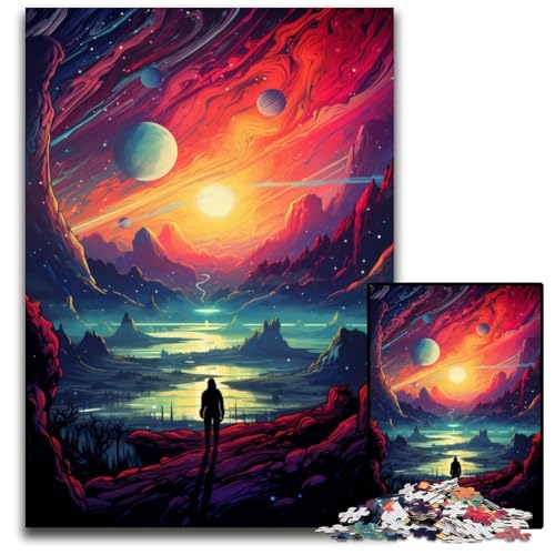 Nachtansicht unter dem Sternenhimmel Puzzle 1000 Teile für Erwachsene Puzzle für Teenager und Familien Spaß zum Selbermachen Denkspiel Geschenk 1000 Teile (75 x 50 cm) von CYSEHKRBL
