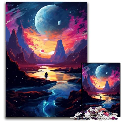 Nachtansicht unter dem Sternenhimmel Puzzle für Erwachsene 1000 Teile Papierpuzzle für Erwachsene interaktives Familienspiel DIY Heimdekoration Gehirn-Herausforderung Geschenk 1000 PCS (38 x 26 cm) von CYSEHKRBL
