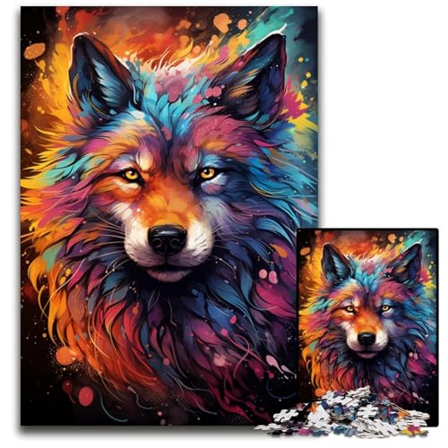 Nebula Wolfs farbenfrohe psychedelische Puzzles für 1000 Teile schwierige Puzzles für Erwachsene anspruchsvolles Denkspiel entspannendes Spielzeug für Teenager 1000 Teile (38 x 26 cm) von CYSEHKRBL