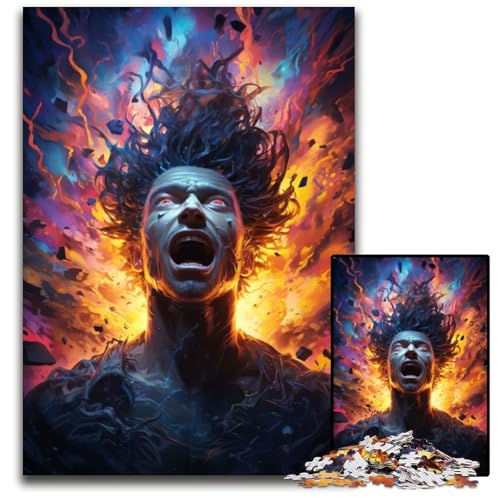 Neon Man Buntes psychedelisches Puzzle 1000 Teile für Erwachsene Puzzles für Teenager und Familien Spaß zum Selbermachen Denkspiel Geschenk 1000 PCS (75 x 50 cm) von CYSEHKRBL