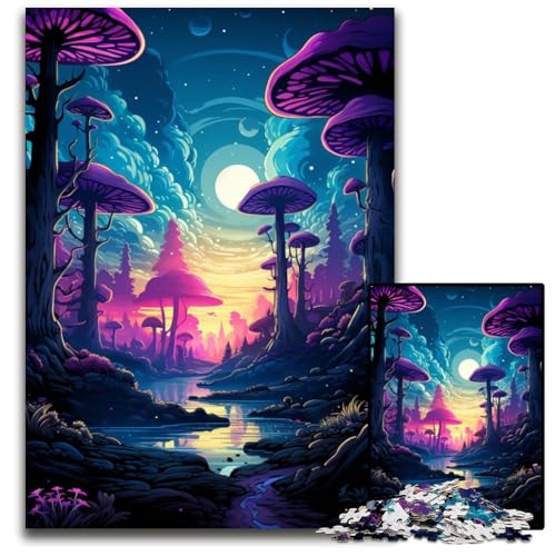 Neonlandschaft buntes psychedelisches Puzzle 1000 Teile PaperPuzzles interaktives Familienspiel Bastelgeschenk mit farbenfrohen Kunstwerken 1000 Teile (38 x 26 cm) von CYSEHKRBL