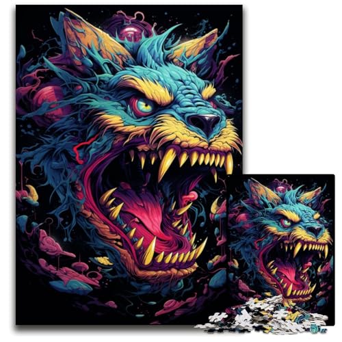 Neonmonster buntes psychedelisches Puzzle mit 1000 Teilen Puzzle für Erwachsene Denksportaufgabe und Heimdekoration 1000 Teile (75 x 50 cm) von CYSEHKRBL