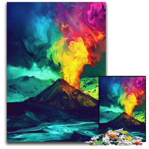 Olympus Buntes psychedelisches Puzzle für Erwachsene 1000 Teile Holzpuzzle für Erwachsene interaktives Familienspiel DIY Heimdekoration Gehirn-Herausforderung Geschenk 1000 Teile (75 x 50 cm) von CYSEHKRBL