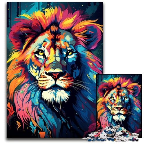 Painting Color Lion 1000-teiliges Puzzle unmögliches Puzzle für Erwachsene Denksportaufgabe Spiel für Erwachsene interaktive Familienaktivität 1000 Teile (75 x 50 cm) von CYSEHKRBL
