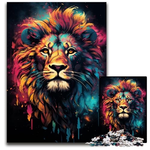 Painting Color Lion 1000-teiliges Puzzle unmögliches Puzzle für Erwachsene Denksportaufgabe Spiel für Erwachsene interaktive Familienaktivität 1000 Teile (75 x 50 cm) von CYSEHKRBL