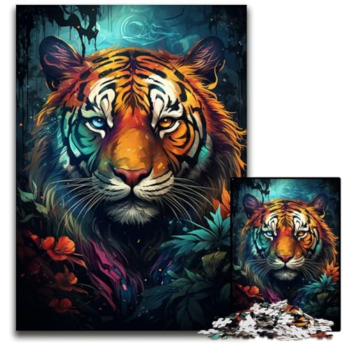Painting Color Tiger 1000-teiliges Puzzle schwierige Puzzles für Erwachsene und die ganze Familie interaktives Spiel Bastelgeschenk mit farbenfrohen Kunstwerken 1000 Teile (75 x 50 cm) von CYSEHKRBL
