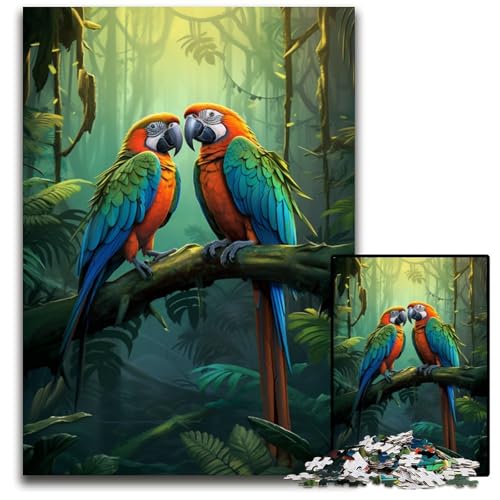 Papagei im Dschungel 1000-teiliges Puzzle für Erwachsene ideal für Verliebte perfektes Weihnachts- Neujahrs- und Valentinstagsgeschenk 1000 Teile (75 x 50 cm) von CYSEHKRBL