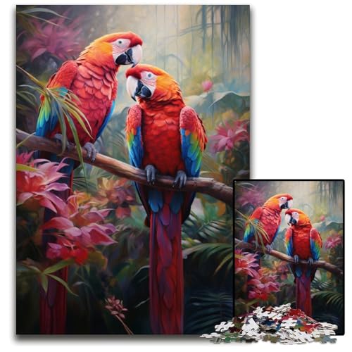 Papagei im Dschungel 1000-teiliges Puzzle schwierige Puzzles für Erwachsene Geburtstagsgeschenkidee anspruchsvolles Denkspiel 1000 Teile (75 x 50 cm) von CYSEHKRBL