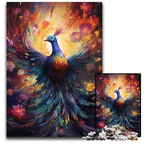 Pfau unter Blumen 1000-teiliges Puzzle-Geschenk schwierige Puzzles für Erwachsene anspruchsvolles Denkspiel für Teenager unterhaltsames interaktives Spiel für die ganze Familie 1000 Teile (38 x 26 cm) von CYSEHKRBL