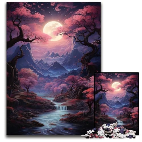 Pink Forest Puzzle 1000 Teile für Erwachsene Puzzles für Erwachsene Familienaktivität Denksportaufgabe Heimdekoration 1000 PCS (38 x 26 cm) von CYSEHKRBL