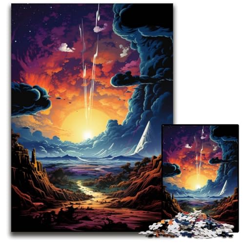 Planet Color Landscape 1000-teiliges Puzzle unmögliches Puzzle für Erwachsene Denksportaufgabe Spiel für Erwachsene interaktive Familienaktivität 1000 Teile (38 x 26 cm) von CYSEHKRBL