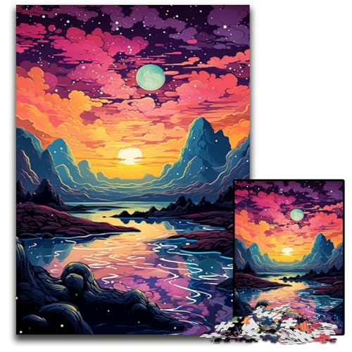 Planeten-Farblandschafts-Puzzles für 1000 Teile schwierige Puzzles für Erwachsene anspruchsvolles Denkspiel entspannendes Spielzeug für Teenager 1000 Teile (38 x 26 cm) von CYSEHKRBL