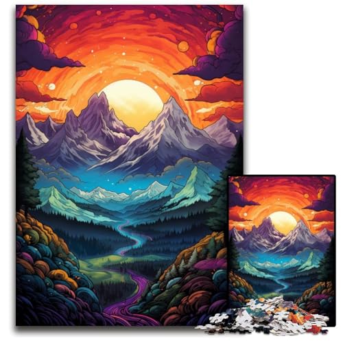 Psychedelic Alps 1000-Teile-Puzzle-Geschenke. Schwierige Puzzles für Erwachsene. Anspruchsvolles Denkspiel für Teenager. Familienspaß. Interaktives Spiel. 1000 Teile (38 x 26 cm) von CYSEHKRBL
