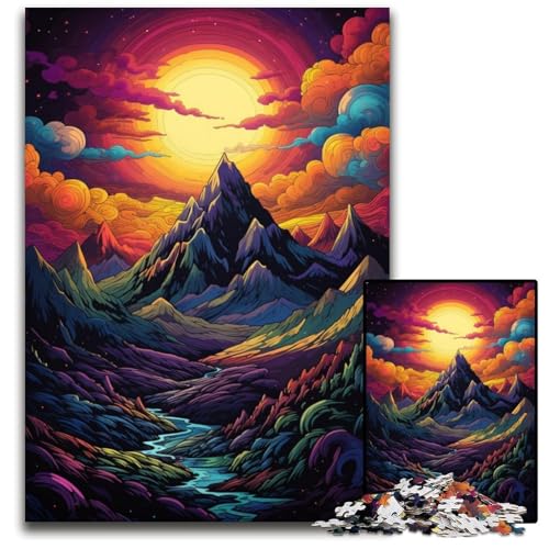 Psychedelic Alps 1000-teiliges Puzzle schwierige Puzzles für Erwachsene und die ganze Familie interaktives Spiel Bastelgeschenk mit farbenfrohen Kunstwerken 1000 Teile (38 x 26 cm) von CYSEHKRBL