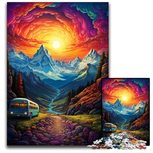 Psychedelic Alps 1000-teiliges Puzzle schwierige Puzzles für Erwachsene und die ganze Familie interaktives Spiel Bastelgeschenk mit farbenfrohen Kunstwerken 1000 Teile (75 x 50 cm) von CYSEHKRBL
