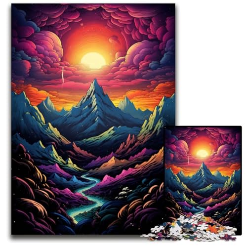 Psychedelic Alps Puzzle 1000 Teile für Erwachsene Holzpuzzle Denkspiel für Teenager und Familieninteraktion 1000 Teile (75 x 50 cm) von CYSEHKRBL