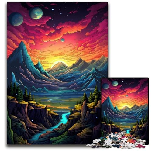 Psychedelic Alps Puzzle für Erwachsene 1000 Teile Papierpuzzle Weihnachten Halloween Ostern Neujahr 1000 Teile (38 x 26 cm) von CYSEHKRBL
