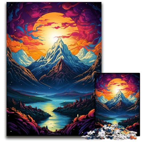 Psychedelic Alps Puzzles für Erwachsene 1000 Puzzles für Erwachsene für Reiseliebhaber und Paare anspruchsvolles Spielzeug 1000 Teile (75 x 50 cm) von CYSEHKRBL