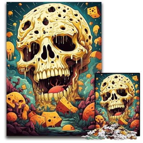 Psychedelic Art Skull 1000-teiliges Puzzle unmögliches Puzzle für Erwachsene Denksportaufgabe Spiel für Erwachsene interaktive Familienaktivität 1000 Teile (75 x 50 cm) von CYSEHKRBL