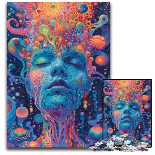 Psychedelische Kunstpuzzles 1000 Teile für Erwachsene Holzpuzzle Eltern Liebhaber Freunde Alter 1000 PCS (75 x 50 cm) von CYSEHKRBL
