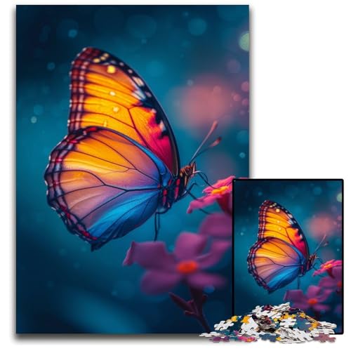 Psychedelischer Schmetterling 1000-teiliges Puzzle schwierige Puzzles für Erwachsene und die ganze Familie interaktives Spiel Bastelgeschenk mit farbenfrohen Kunstwerken 1000 Teile (75 x 50 cm) von CYSEHKRBL