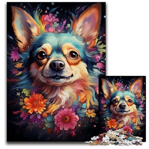 Psychedelisches Chihuahua-Hunde-Puzzle für 1000 Teile schwierige Puzzles für Erwachsene anspruchsvolles Denkspiel entspannendes Spielzeug für Teenager 1000 Teile (75 x 50 cm) von CYSEHKRBL